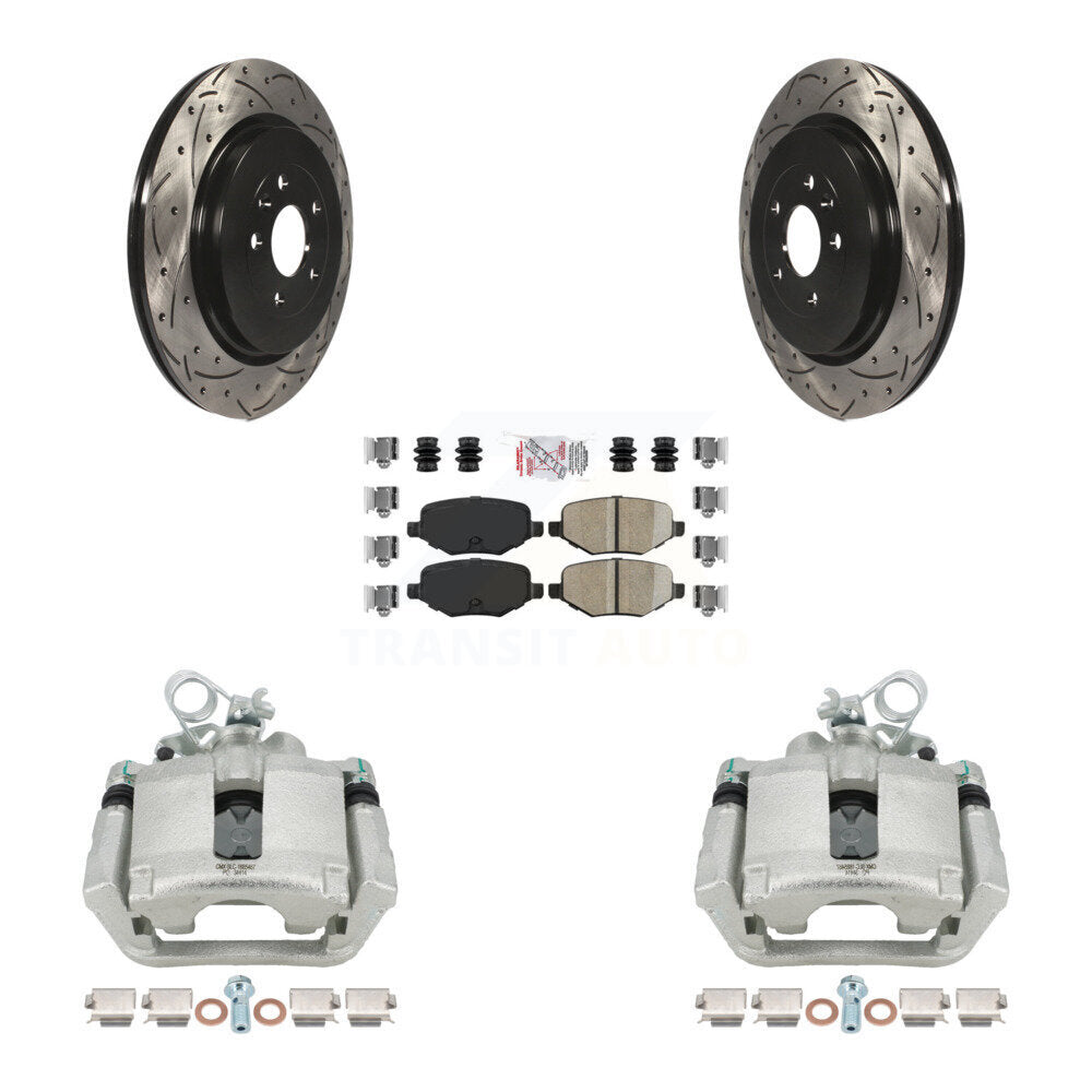 Rear Brake Caliper Drill Slot Rotor Ceramic Pad Kit For Ford Explorer Police Interceptor KCD-101394N