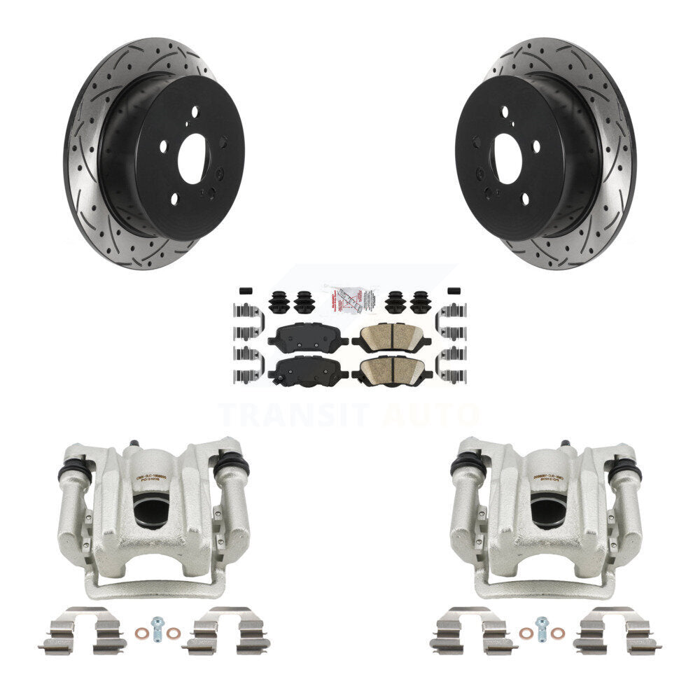 Rear Brake Coated Caliper Drill Slotted Rotor Ceramic Pad Kit For 2009-2016 Toyota Venza KCD-101402N