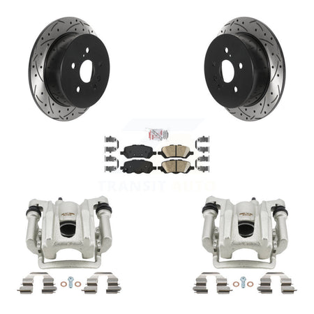 Rear Brake Coated Caliper Drill Slotted Rotor Ceramic Pad Kit For 2009-2016 Toyota Venza KCD-101403N