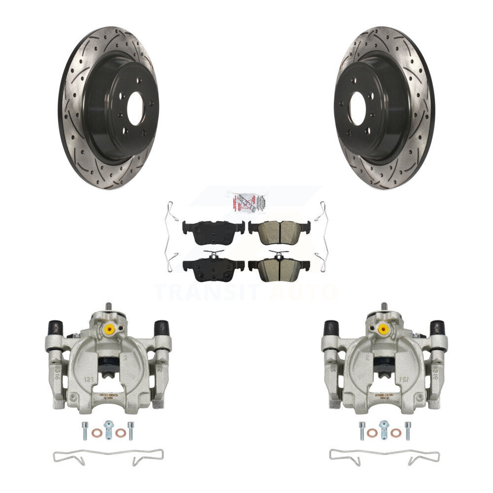 Rear Brake Caliper Drill Slot Rotor Semi-Metallic Pad Kit For Ford Escape Fusion Lincoln KCD-101407N