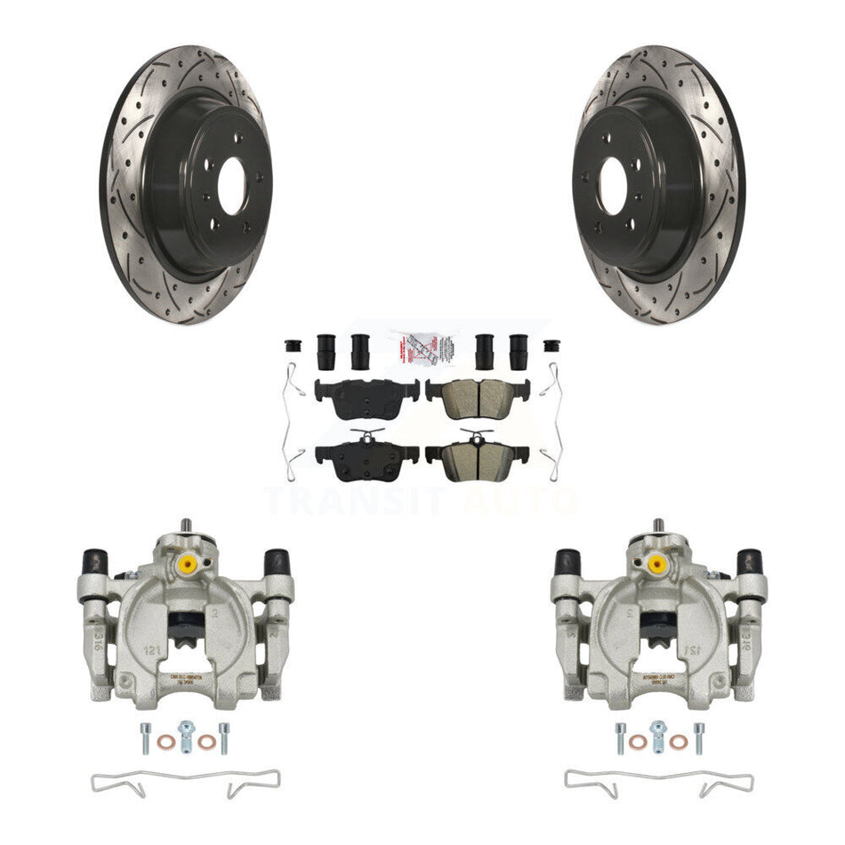 Rear Brake Caliper Drill Slot Rotor Semi-Metallic Pad Kit For Ford Escape Fusion Lincoln KCD-101408N