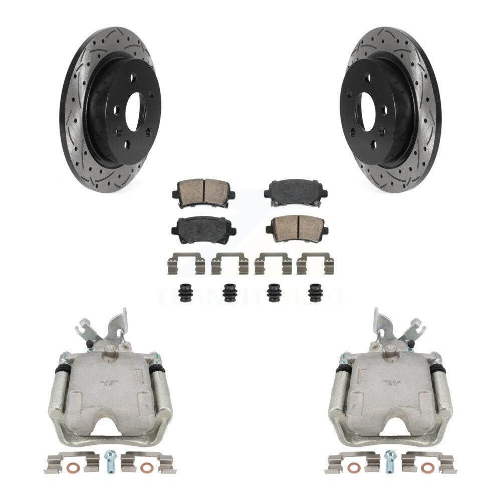 Rear Disc Brake Coated Caliper Drill Slot Rotor Ceramic Pad Kit For Buick Regal LaCrosse KCD-101447N