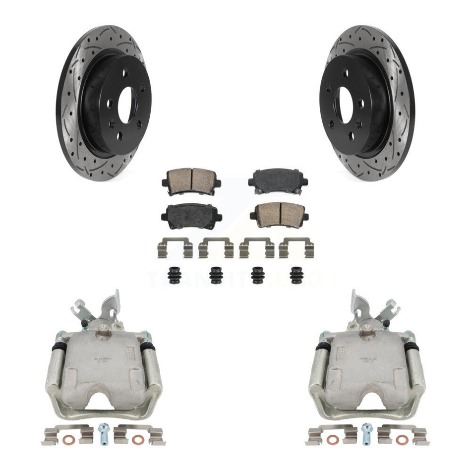 Rear Disc Brake Coated Caliper Drill Slot Rotor Ceramic Pad Kit For Buick Regal LaCrosse KCD-101447N