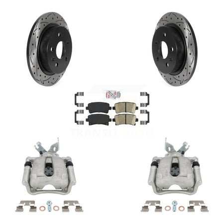 Rear Brake Caliper Drilled Slot Rotor Ceramic Pad Kit For Buick Regal LaCrosse Chevrolet KCD-101448N