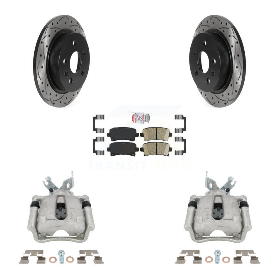 Rear Brake Caliper Drilled Slot Rotor Ceramic Pad Kit For Buick Regal LaCrosse Chevrolet KCD-101448N