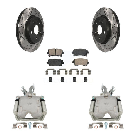Rear Brake Caliper Drill Slot Rotor Ceramic Pad Kit For Chevrolet Impala Buick Regal XTS KCD-101451N