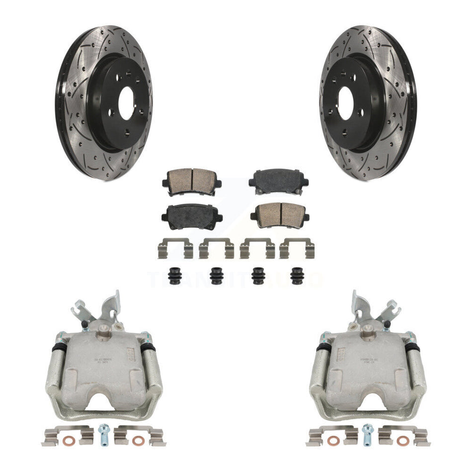 Rear Brake Caliper Drill Slot Rotor Ceramic Pad Kit For Chevrolet Impala Buick Regal XTS KCD-101451N