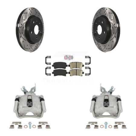 Rear Brake Coated Caliper Drill Slot Rotor Ceramic Pad Kit For Buick Regal LaCrosse 2.4L KCD-101452N