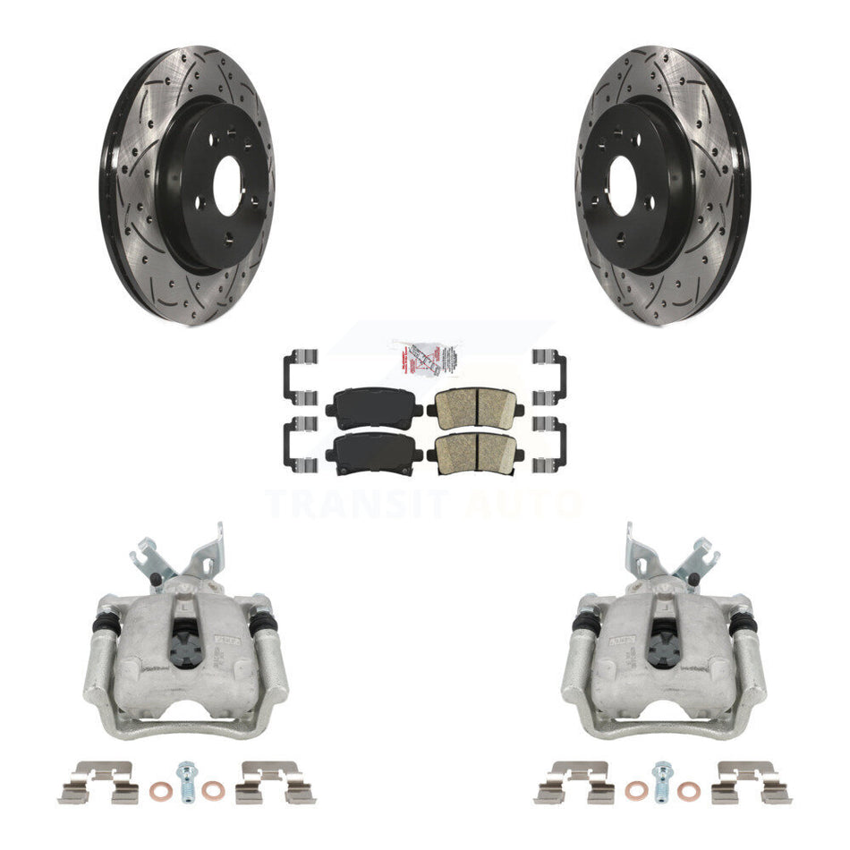 Rear Brake Coated Caliper Drill Slot Rotor Ceramic Pad Kit For Buick Regal LaCrosse 2.4L KCD-101452N