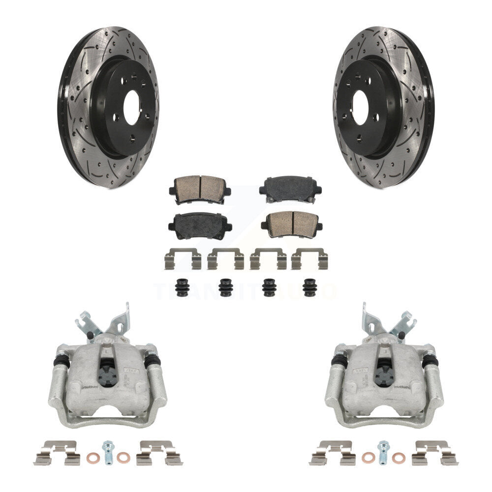 Rear Brake Coated Caliper Drill Slot Rotor Ceramic Pad Kit For Buick Regal LaCrosse 2.4L KCD-101453N