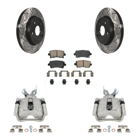 Rear Brake Coated Caliper Drill Slot Rotor Ceramic Pad Kit For Buick Regal LaCrosse 2.4L KCD-101453N