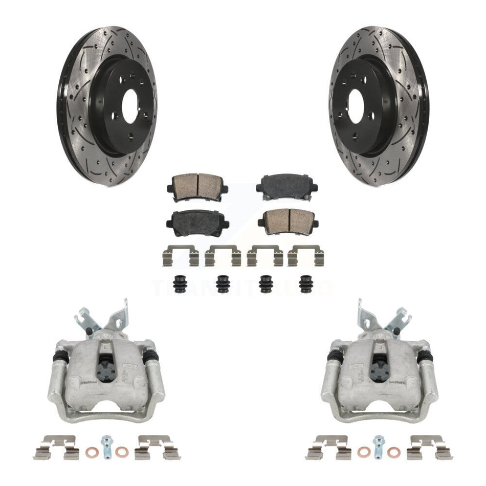 Rear Brake Coated Caliper Drill Slot Rotor Ceramic Pad Kit For Buick Regal LaCrosse 2.4L KCD-101453N