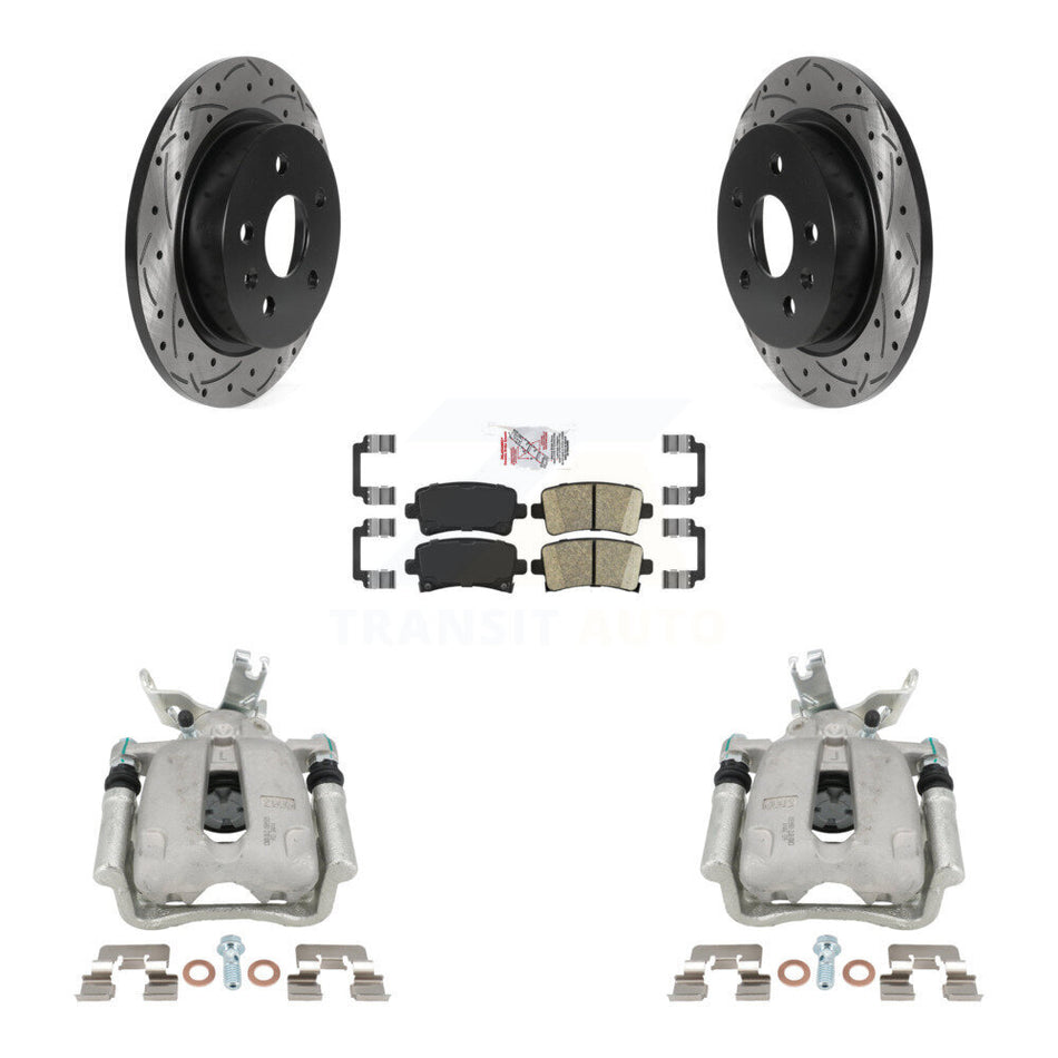 Rear Brake Coated Caliper Drill Slot Rotors Ceramic Pad Kit For Chevrolet Malibu Limited KCD-101454N