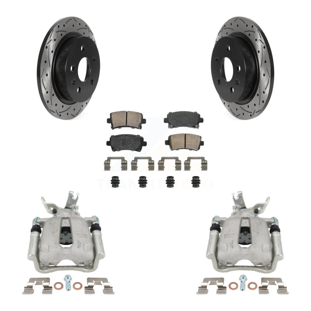 Rear Brake Coated Caliper Drill Slot Rotors Ceramic Pad Kit For Chevrolet Malibu Limited KCD-101455N