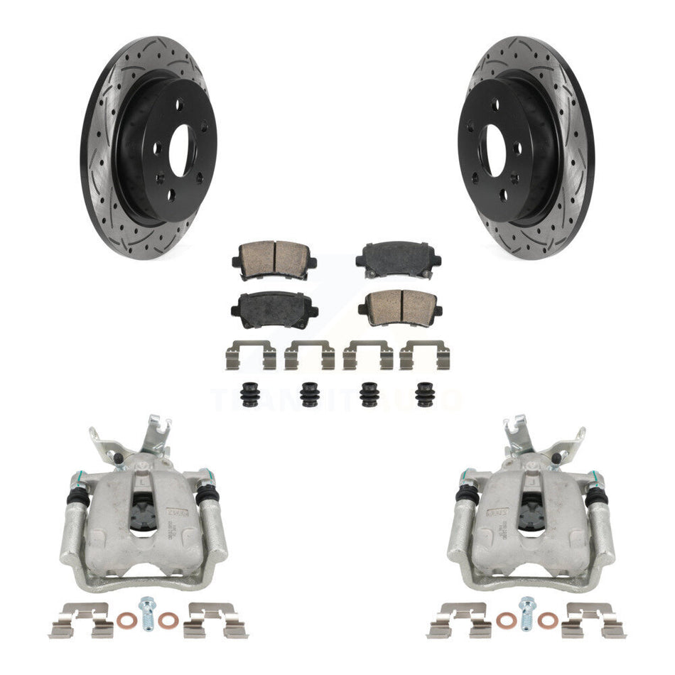 Rear Brake Coated Caliper Drill Slot Rotors Ceramic Pad Kit For Chevrolet Malibu Limited KCD-101455N