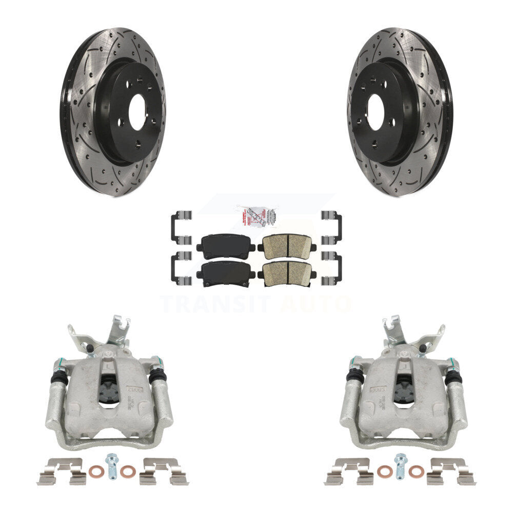 Rear Brake Coated Caliper Drill Slot Rotors Ceramic Pad Kit For Chevrolet Malibu Limited KCD-101458N