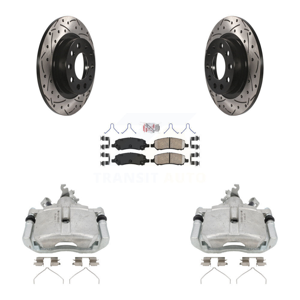 Rear Disc Brake Coated Caliper Drill Slot Rotor Ceramic Pad Kit For 2013-2016 Dodge Dart KCD-101460N