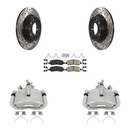 Rear Disc Brake Coated Caliper Drill Slot Rotor Ceramic Pad Kit For 2013-2016 Dodge Dart KCD-101460N