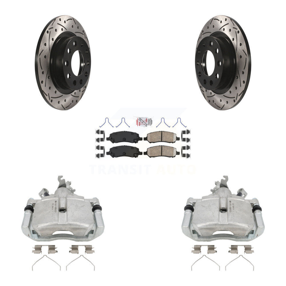 Rear Disc Brake Coated Caliper Drill Slot Rotor Ceramic Pad Kit For 2013-2016 Dodge Dart KCD-101460N