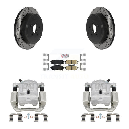 Rear Brake Coated Caliper Drill Slotted Rotors Ceramic Pad Kit For Subaru Outback Legacy KCD-101461N