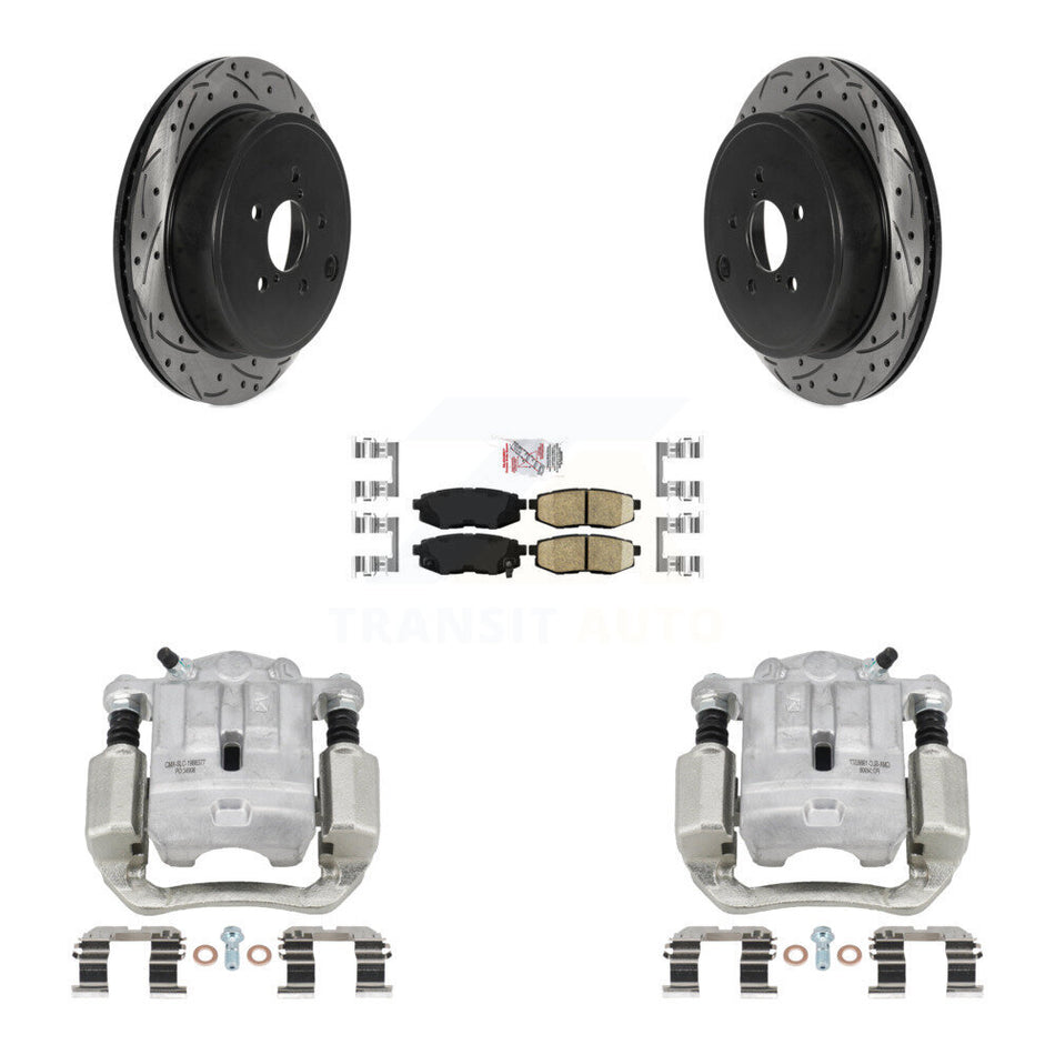 Rear Brake Coated Caliper Drill Slotted Rotors Ceramic Pad Kit For Subaru Outback Legacy KCD-101461N