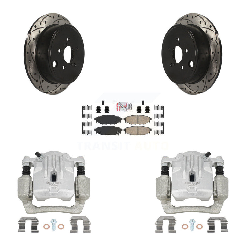 Rear Brake Coated Caliper Drill Slotted Rotors Ceramic Pad Kit For Subaru Outback Legacy KCD-101462N