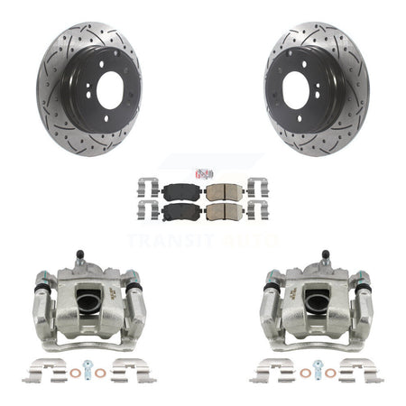 Rear Disc Brake Coated Caliper Drilled Slotted Rotors Ceramic Pad Kit For Hyundai Tucson KCD-101470N