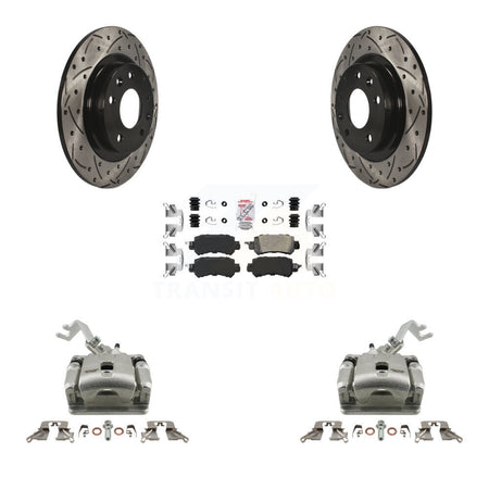 Rear Disc Brake Coated Caliper Drill Slot Rotor Ceramic Pad Kit For 2016-2018 Mazda CX-3 KCD-101473N