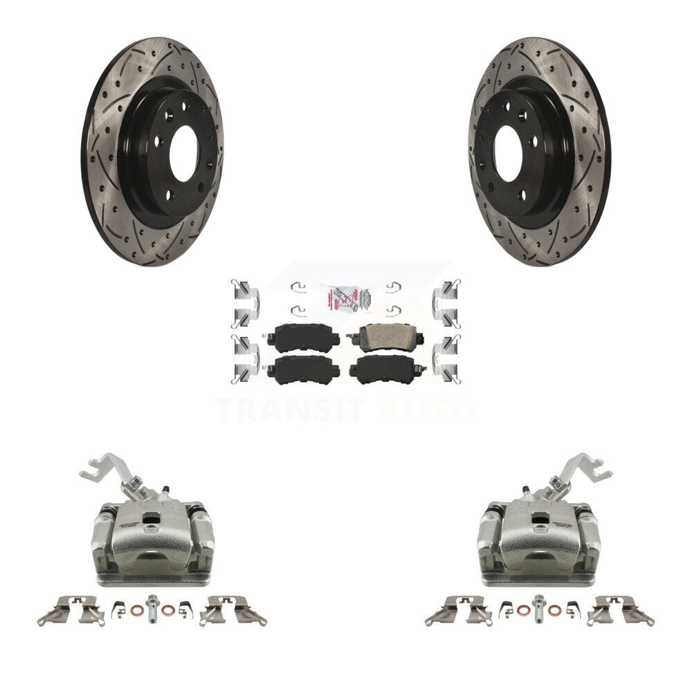 Rear Disc Brake Coated Caliper Drill Slot Rotor Ceramic Pad Kit For 2016-2018 Mazda CX-3 KCD-101474N