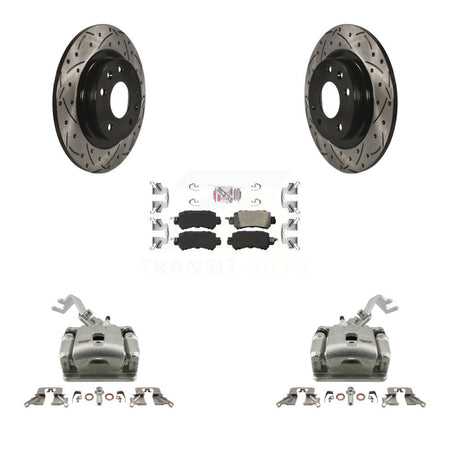 Rear Disc Brake Coated Caliper Drill Slot Rotor Ceramic Pad Kit For 2016-2018 Mazda CX-3 KCD-101474N