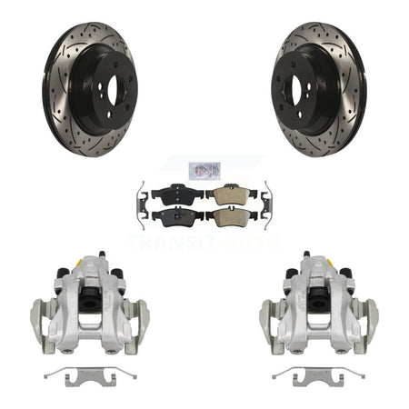 Rear Brake Caliper Drill Slotted Rotor Semi-Metallic Pad Kit For Mercedes-Benz E350 E500 KCD-101475N