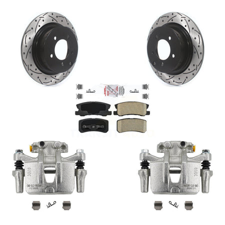 Rear Disc Brake Coated Caliper Drill Slot Rotor Ceramic Pad Kit For Mitsubishi Outlander KCD-101478N