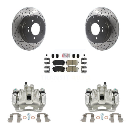 Rear Brake Caliper Drill Slot Rotors Ceramic Pad Kit For 15-16 Hyundai Sonata GAS engine KCD-101493N