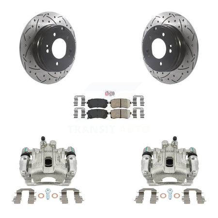 Rear Brake Caliper Drill Slot Rotors Ceramic Pad Kit For 15-16 Hyundai Sonata GAS engine KCD-101494N