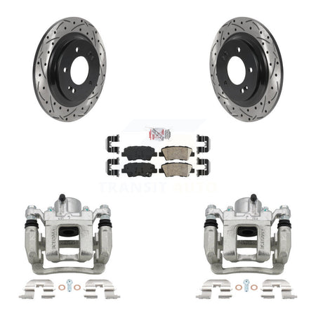Rear Disc Brake Coated Caliper Drilled Slotted Rotors Ceramic Pad Kit For Hyundai Sonata KCD-101496N