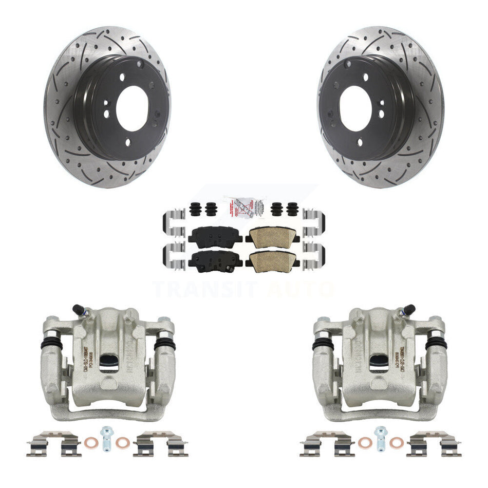 Rear Disc Brake Coated Caliper Drilled Slotted Rotors And Ceramic Pad Kit For Kia Optima KCD-101500N