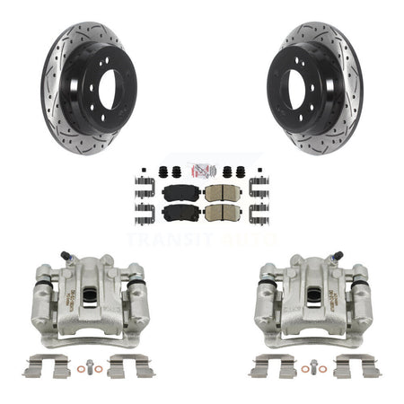 Rear Disc Brake Coated Caliper Drilled Slotted Rotor Ceramic Pad Kit For Hyundai Elantra KCD-101507N