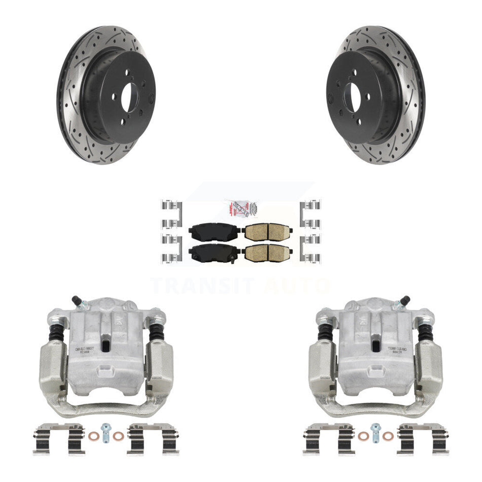 Rear Brake Caliper Drilled Slot Rotor Ceramic Pad Kit For 2014-2018 Subaru Forester 2.0L KCD-101515N