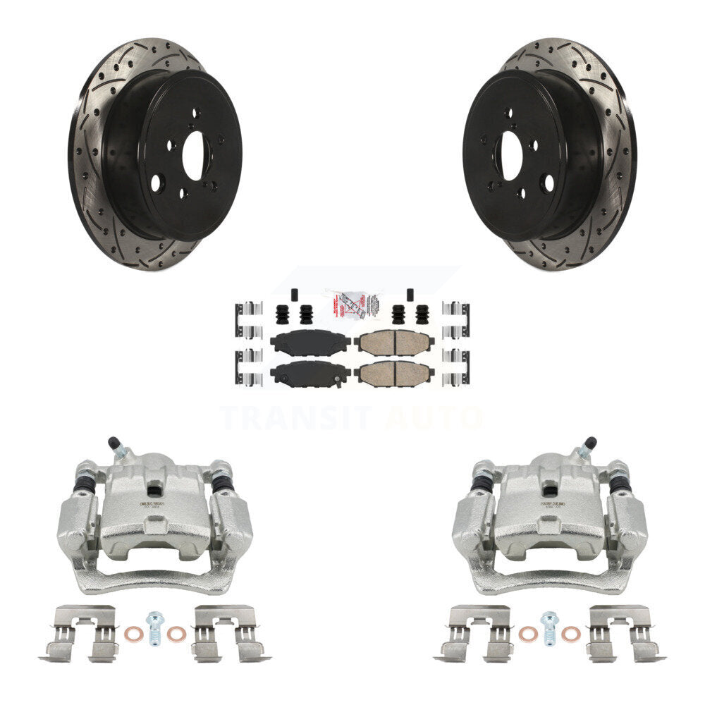 Rear Brake Coat Caliper Drill Slot Rotor Ceramic Pad Kit For Subaru Impreza Forester WRX KCD-101518N
