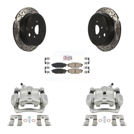 Rear Brake Coat Caliper Drill Slot Rotor Ceramic Pad Kit For Subaru Impreza Forester WRX KCD-101519N