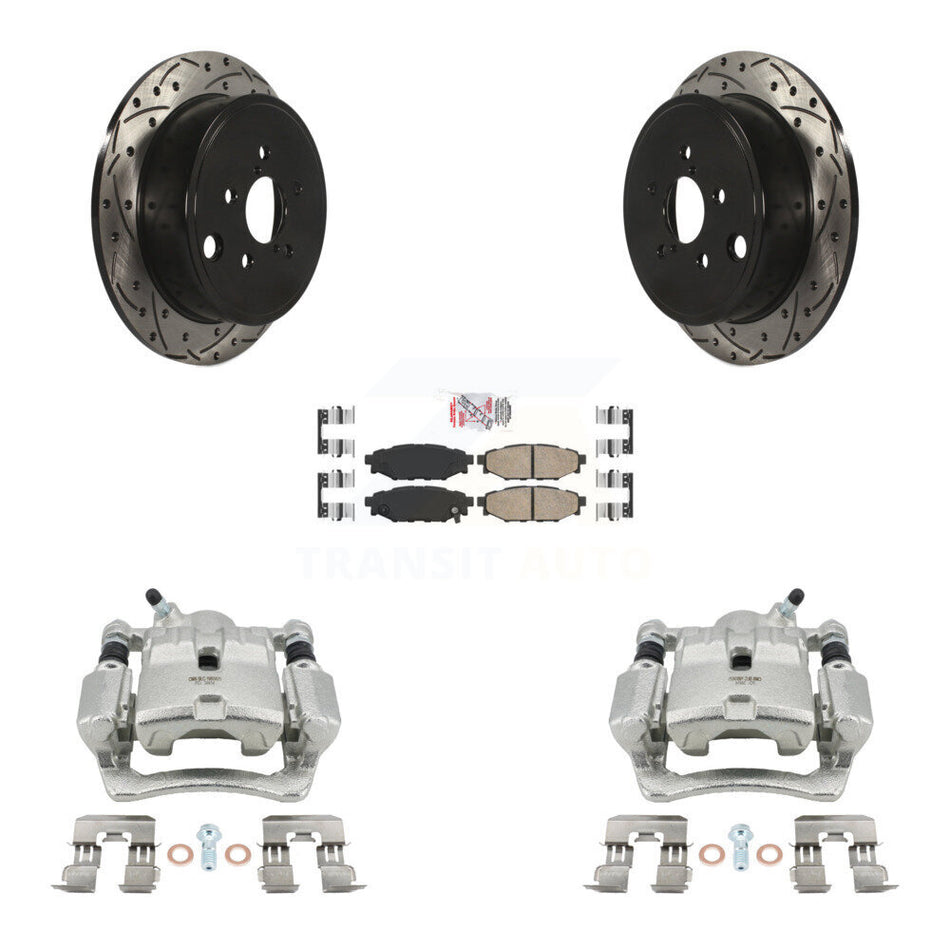 Rear Brake Coat Caliper Drill Slot Rotor Ceramic Pad Kit For Subaru Impreza Forester WRX KCD-101519N