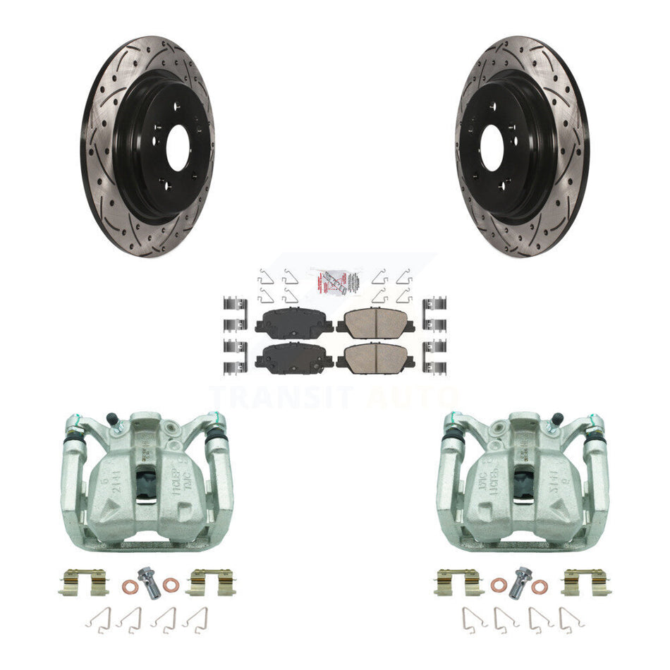 Rear Disc Brake Coated Caliper Drill Slot Rotor Ceramic Pad Kit For 2017-2022 Honda CR-V KCD-101550N