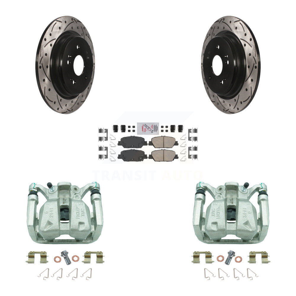 Rear Disc Brake Coated Caliper Drill Slot Rotor Ceramic Pad Kit For 2017-2022 Honda CR-V KCD-101551N