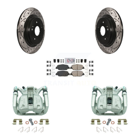 Rear Disc Brake Coated Caliper Drill Slot Rotor Ceramic Pad Kit For 2017-2022 Honda CR-V KCD-101551N