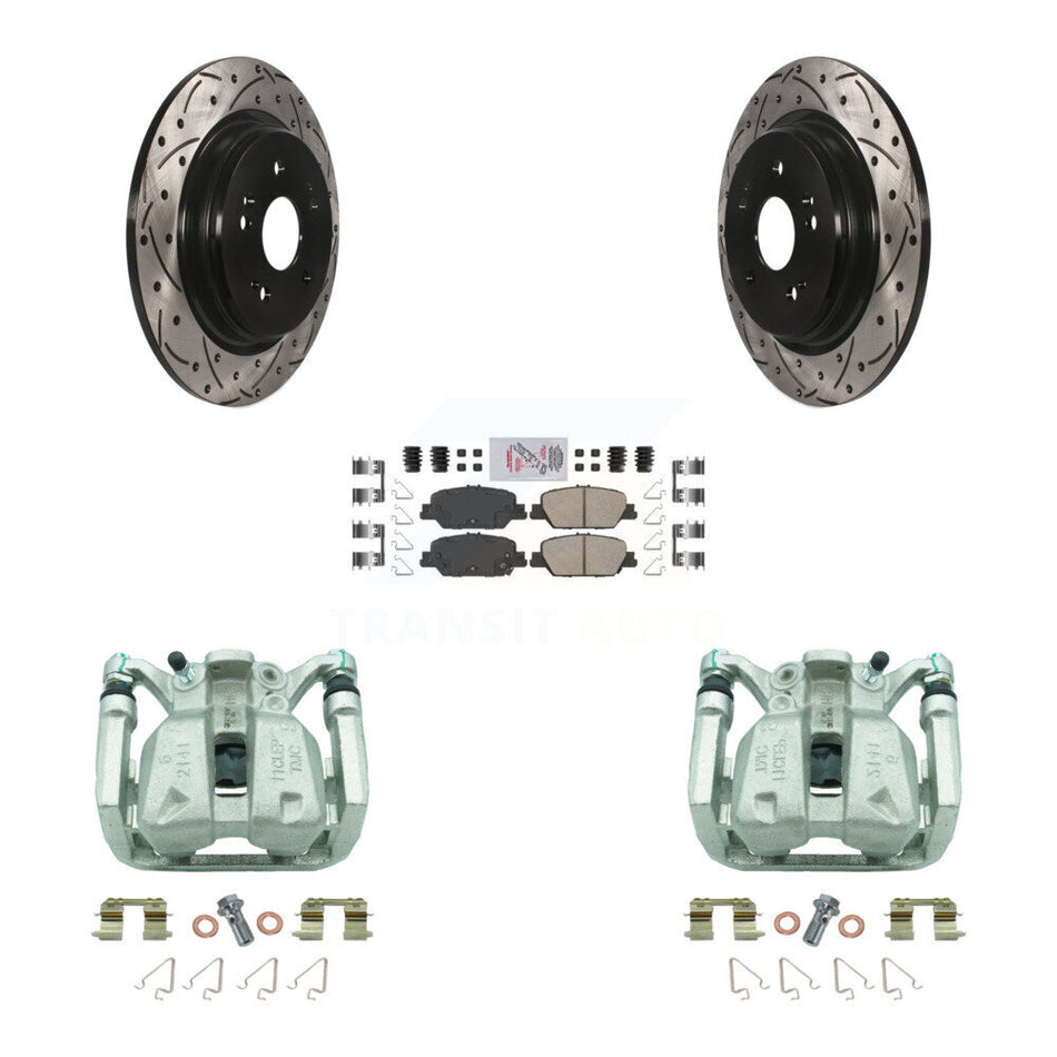 Rear Disc Brake Coated Caliper Drill Slot Rotor Ceramic Pad Kit For 2017-2022 Honda CR-V KCD-101551N