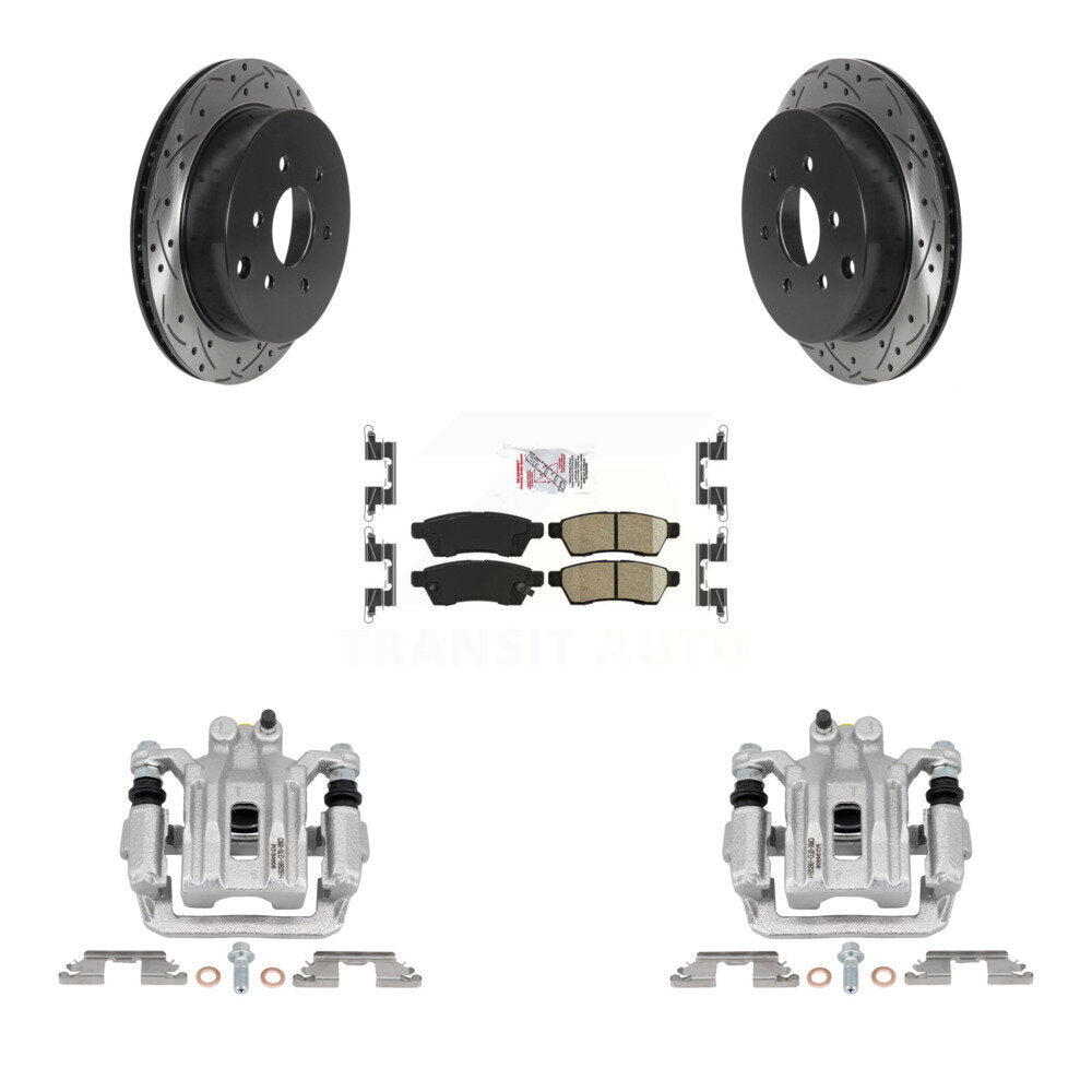 Rear Brake Caliper Drill Slotted Rotor Ceramic Pad Kit For Nissan Frontier Xterra Suzuki KCD-101552N