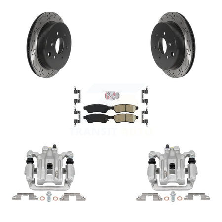 Rear Brake Caliper Drill Slotted Rotor Ceramic Pad Kit For Nissan Frontier Xterra Suzuki KCD-101552N