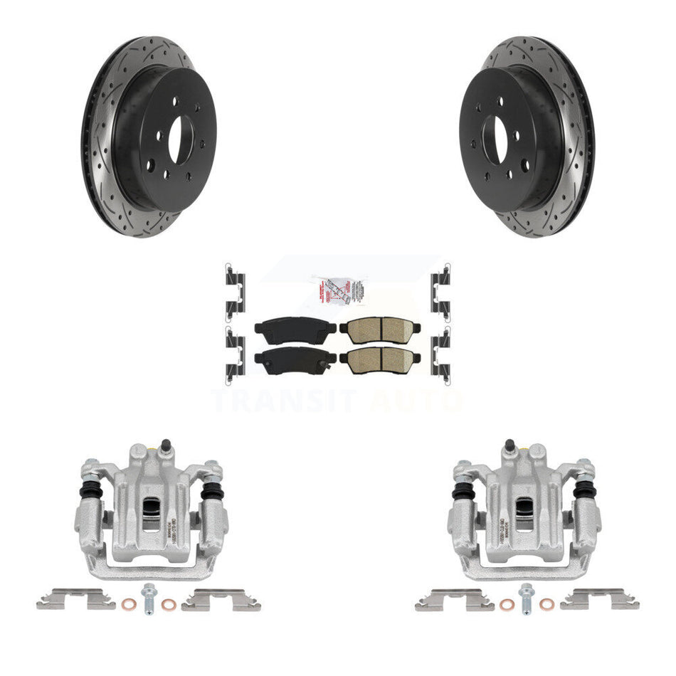 Rear Brake Caliper Drill Slotted Rotor Ceramic Pad Kit For Nissan Frontier Xterra Suzuki KCD-101552N