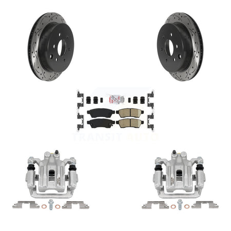 Rear Brake Caliper Drill Slotted Rotor Ceramic Pad Kit For Nissan Frontier Xterra Suzuki KCD-101553N