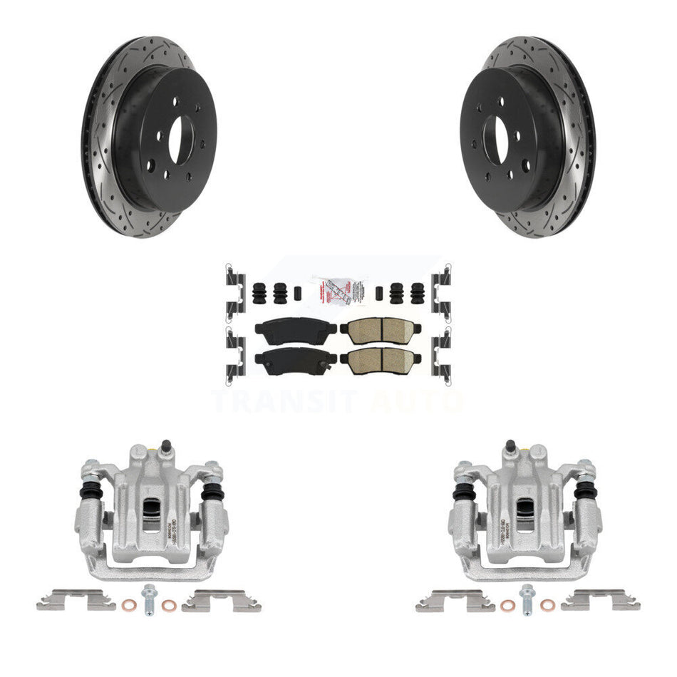 Rear Brake Caliper Drill Slotted Rotor Ceramic Pad Kit For Nissan Frontier Xterra Suzuki KCD-101553N